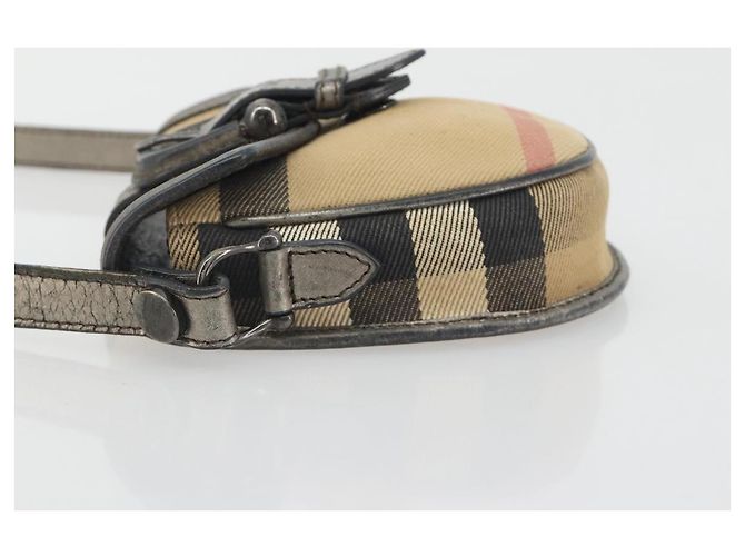 Borsa a tracolla BURBERRY Nova Check Canvas Beige Silver Auth BA14969 Argento - vista 4