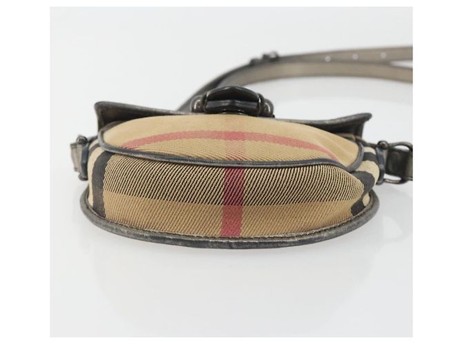 Borsa a tracolla BURBERRY Nova Check Canvas Beige Silver Auth BA14969 Argento - vista 5