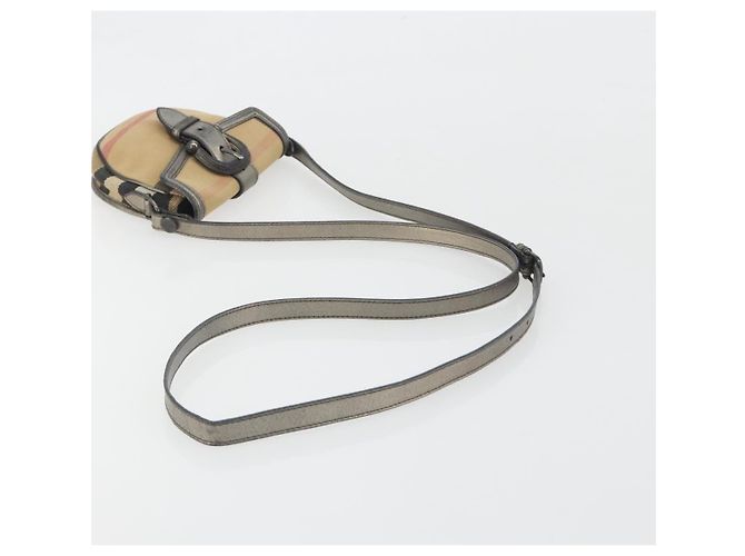 Borsa a tracolla BURBERRY Nova Check Canvas Beige Silver Auth BA14969 Argento - vista 7