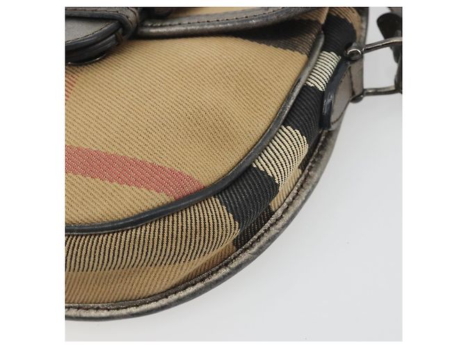 Borsa a tracolla BURBERRY Nova Check Canvas Beige Silver Auth BA14969 Argento - vista 9