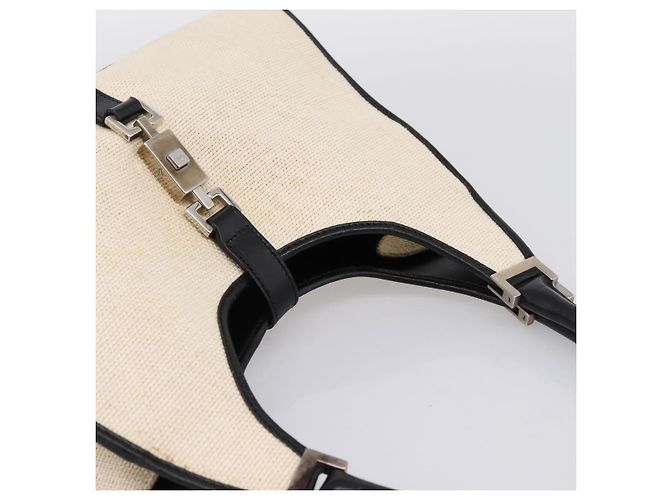 Borsa GUCCI Jackie Canvas Beige Silver 002 1067 Auth 198454 Argento - vista 6