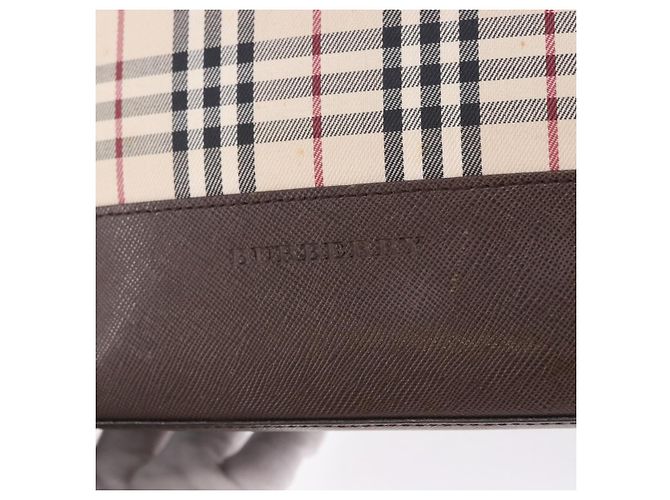 Borsa a tracolla BURBERRY Nova Check Canvas Beige Silver Auth BA14773 Argento - vista 11