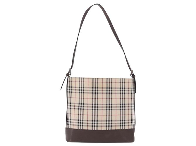 Borsa a tracolla BURBERRY Nova Check Canvas Beige Silver Auth BA14773 Argento - vista 13