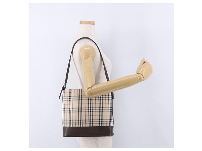 Borsa a tracolla BURBERRY Nova Check Canvas Beige Silver Auth BA14773 Argento - vista 21