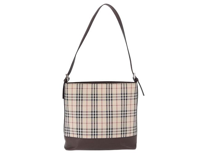 Borsa a tracolla BURBERRY Nova Check Canvas Beige Silver Auth BA14773 Argento - vista 3
