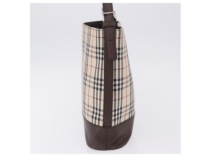 Borsa a tracolla BURBERRY Nova Check Canvas Beige Silver Auth BA14773 Argento - vista 4