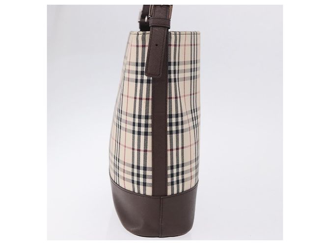 Borsa a tracolla BURBERRY Nova Check Canvas Beige Silver Auth BA14773 Argento - vista 5