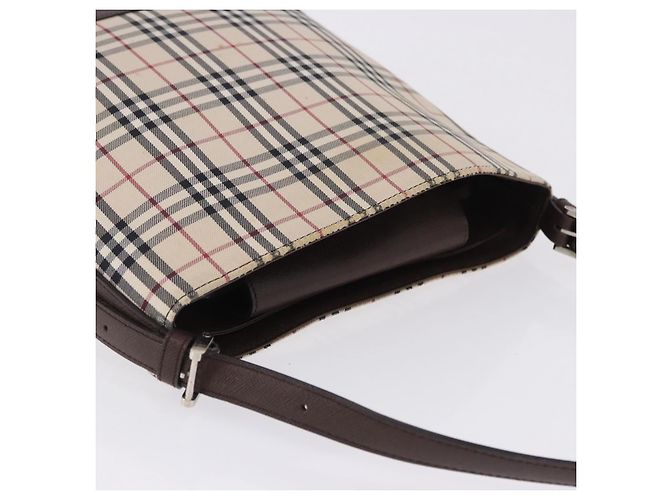 Borsa a tracolla BURBERRY Nova Check Canvas Beige Silver Auth BA14773 Argento - vista 7