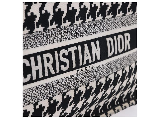 Christian Dior Book Tote Medium Bag Versetztes Muster Canvas Black Auth BA15076M Schwarz Weiß - Ansicht 14