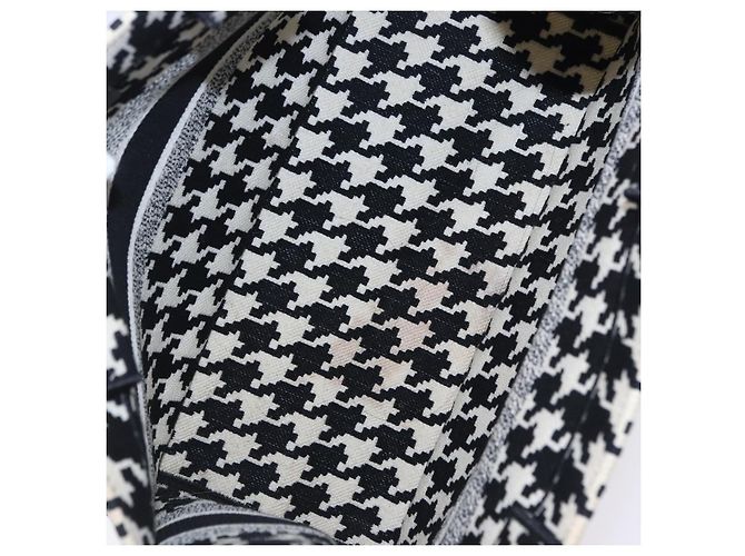 Christian Dior Book Tote Medium Bag Versetztes Muster Canvas Black Auth BA15076M Schwarz Weiß - Ansicht 16