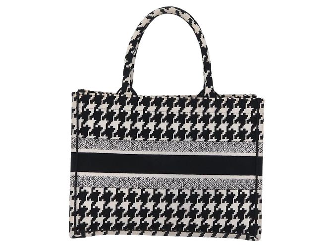 Christian Dior Book Tote Medium Bag Versetztes Muster Canvas Black Auth BA15076M Schwarz Weiß - Ansicht 3