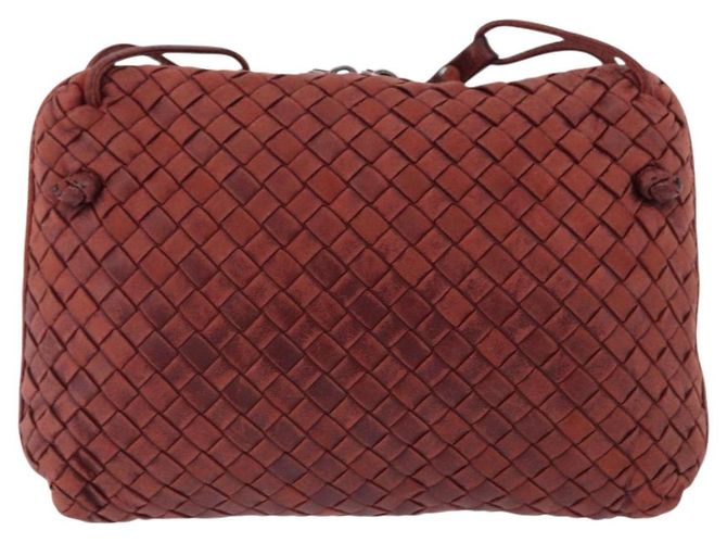 Borsa a tracolla BOTTEGA VENETA INTRECCIATO in pelle rossa e argento Auth 198341 Rosso - vista 13