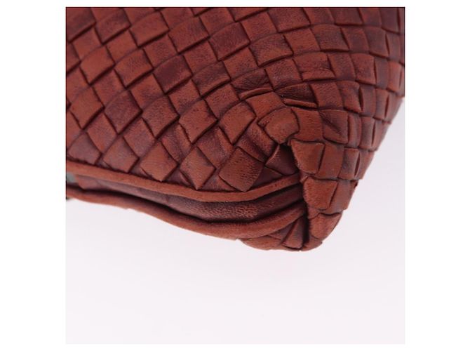 Borsa a tracolla BOTTEGA VENETA INTRECCIATO in pelle rossa e argento Auth 198341 Rosso - vista 14