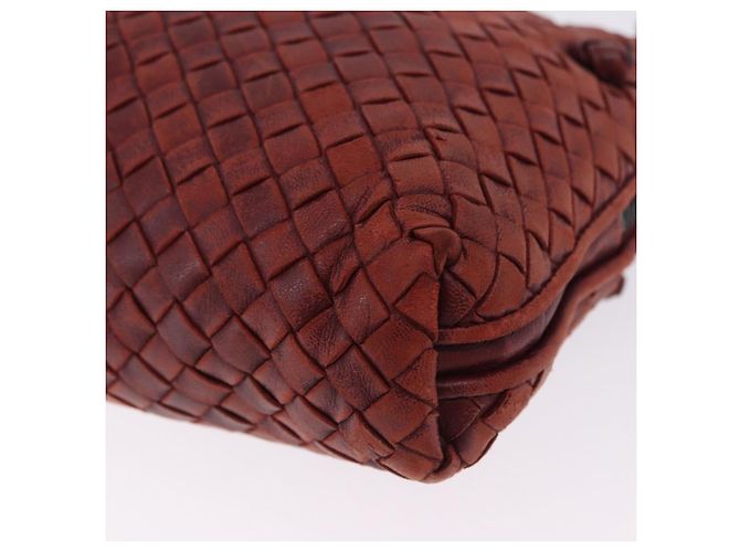 Borsa a tracolla BOTTEGA VENETA INTRECCIATO in pelle rossa e argento Auth 198341 Rosso - vista 15