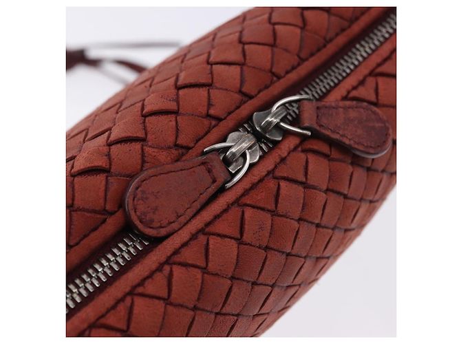 Borsa a tracolla BOTTEGA VENETA INTRECCIATO in pelle rossa e argento Auth 198341 Rosso - vista 17