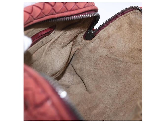 Borsa a tracolla BOTTEGA VENETA INTRECCIATO in pelle rossa e argento Auth 198341 Rosso - vista 19