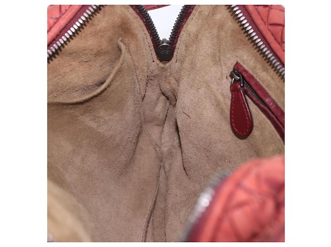 Borsa a tracolla BOTTEGA VENETA INTRECCIATO in pelle rossa e argento Auth 198341 Rosso - vista 20