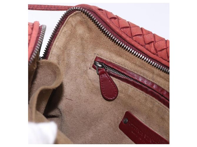 Borsa a tracolla BOTTEGA VENETA INTRECCIATO in pelle rossa e argento Auth 198341 Rosso - vista 21