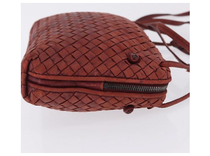 Borsa a tracolla BOTTEGA VENETA INTRECCIATO in pelle rossa e argento Auth 198341 Rosso - vista 3