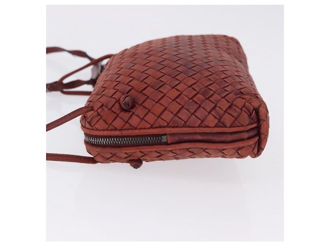 Borsa a tracolla BOTTEGA VENETA INTRECCIATO in pelle rossa e argento Auth 198341 Rosso - vista 4