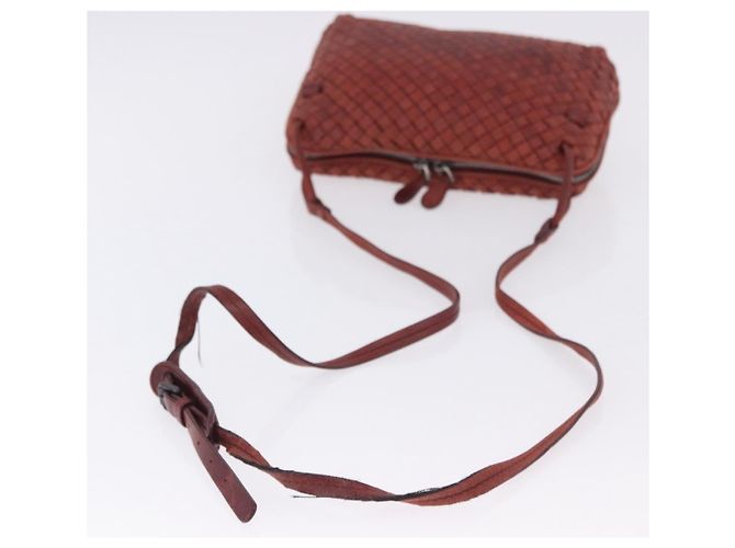 Borsa a tracolla BOTTEGA VENETA INTRECCIATO in pelle rossa e argento Auth 198341 Rosso - vista 7