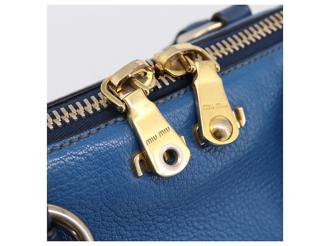 Borsa a mano Miu Miu in pelle 2way blu tono oro Auth 198672A - vista 10