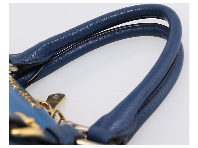Borsa a mano Miu Miu in pelle 2way blu tono oro Auth 198672A - vista 14