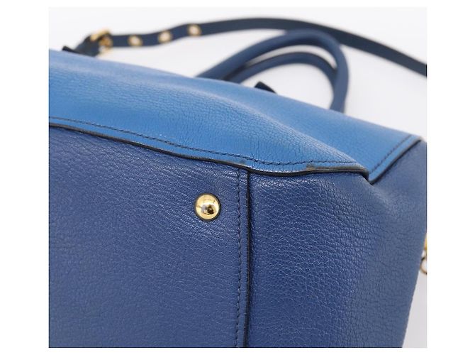 Borsa a mano Miu Miu in pelle 2way blu tono oro Auth 198672A - vista 16
