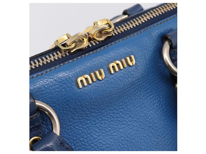 Borsa a mano Miu Miu in pelle 2way blu tono oro Auth 198672A - vista 19