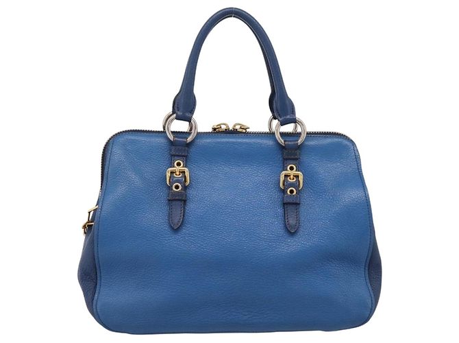 Borsa a mano Miu Miu in pelle 2way blu tono oro Auth 198672A - vista 2