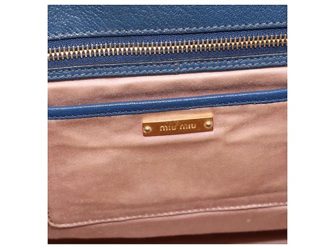 Borsa a mano Miu Miu in pelle 2way blu tono oro Auth 198672A - vista 20