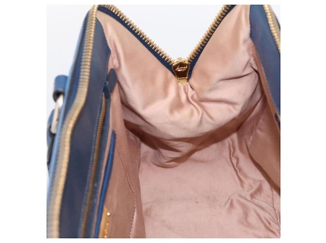 Borsa a mano Miu Miu in pelle 2way blu tono oro Auth 198672A - vista 21