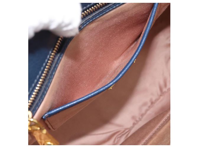 Borsa a mano Miu Miu in pelle 2way blu tono oro Auth 198672A - vista 23