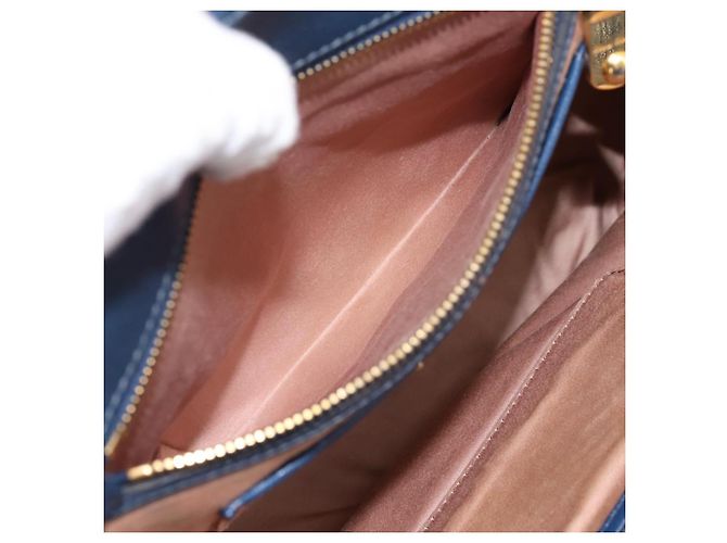 Borsa a mano Miu Miu in pelle 2way blu tono oro Auth 198672A - vista 25