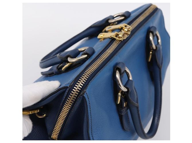 Borsa a mano Miu Miu in pelle 2way blu tono oro Auth 198672A - vista 6