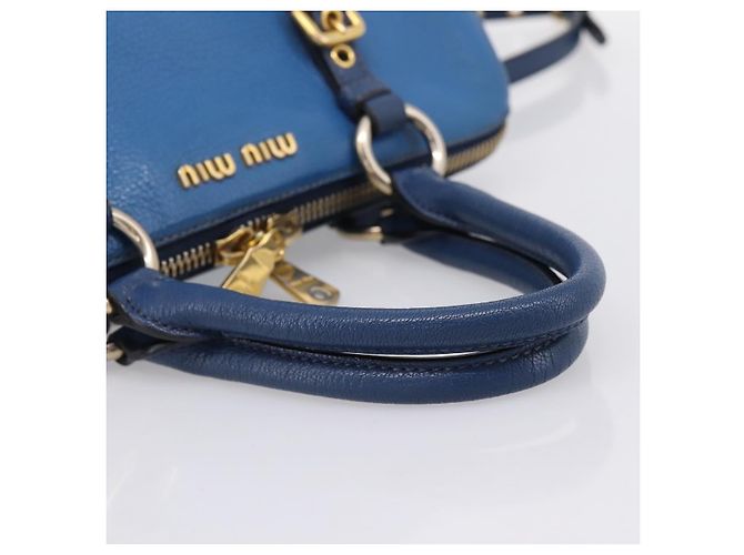 Borsa a mano Miu Miu in pelle 2way blu tono oro Auth 198672A - vista 7