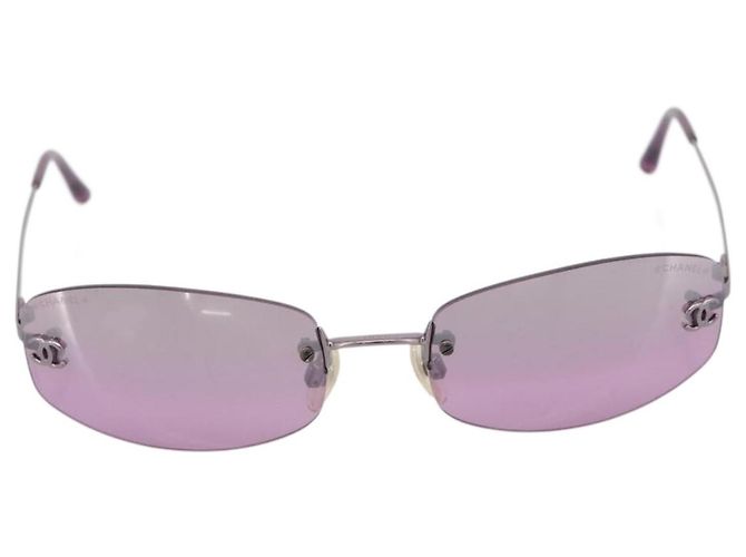 CHANEL CC Randlose Sonnenbrille Metall Lila Silber CC Auth am12336M - Ansicht 2
