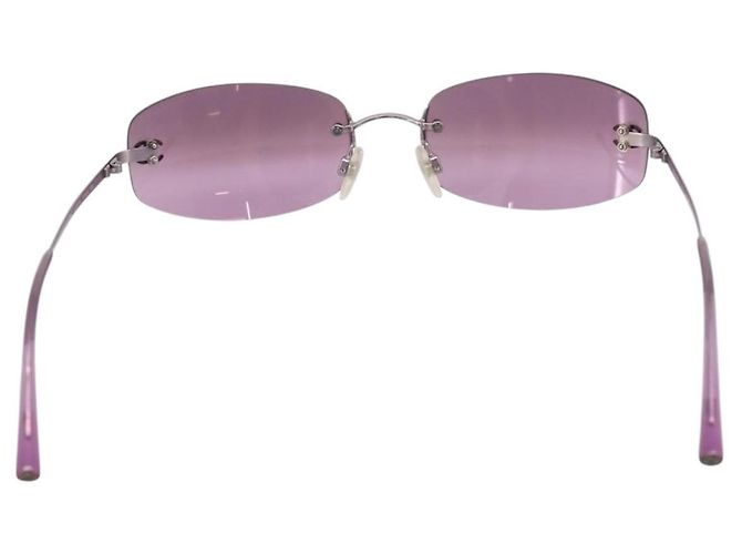 CHANEL CC Randlose Sonnenbrille Metall Lila Silber CC Auth am12336M - Ansicht 3