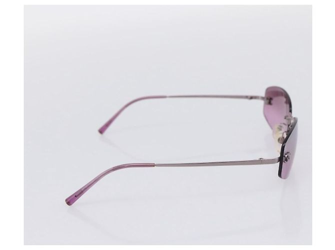 CHANEL CC Randlose Sonnenbrille Metall Lila Silber CC Auth am12336M - Ansicht 4
