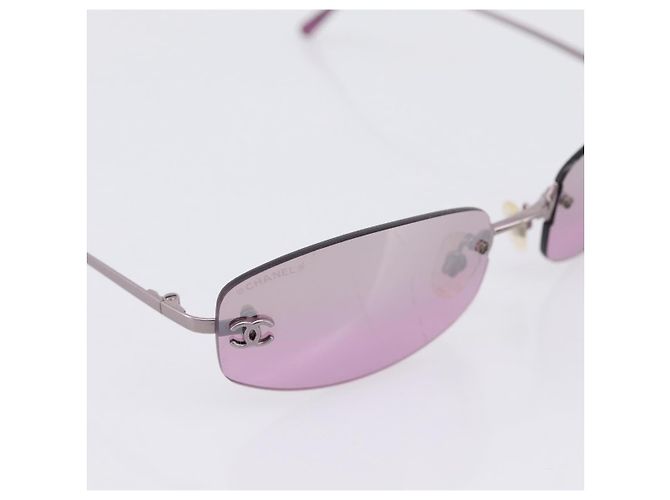 CHANEL CC Randlose Sonnenbrille Metall Lila Silber CC Auth am12336M - Ansicht 6