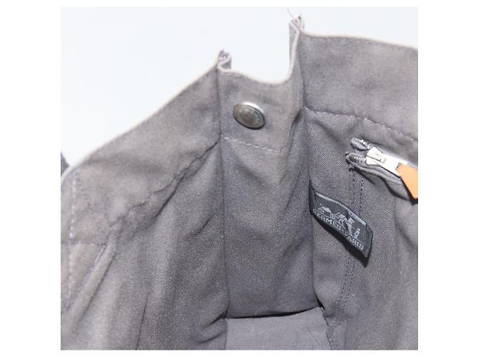 Hermès Borsa HERMES Fourre Tout PM Canvas Grigio Argento Auth 196919A Marrone - vista 17