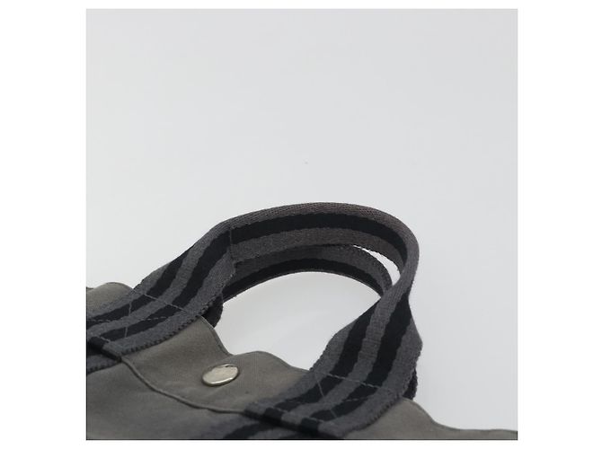 Hermès Borsa HERMES Fourre Tout PM Canvas Grigio Argento Auth 196919A Marrone - vista 8