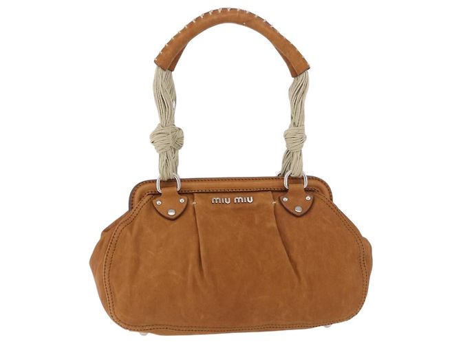 Borsa a mano Miu Miu in pelle marrone argento Auth 198523A - vista 13