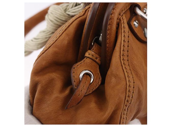 Borsa a mano Miu Miu in pelle marrone argento Auth 198523A - vista 18