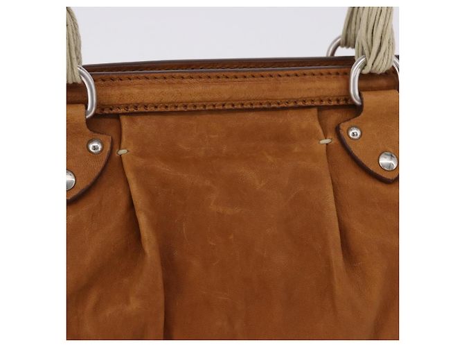 Borsa a mano Miu Miu in pelle marrone argento Auth 198523A - vista 3