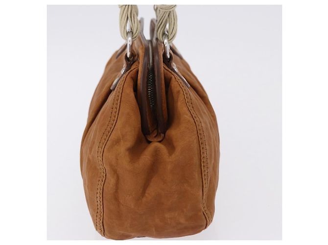Borsa a mano Miu Miu in pelle marrone argento Auth 198523A - vista 4