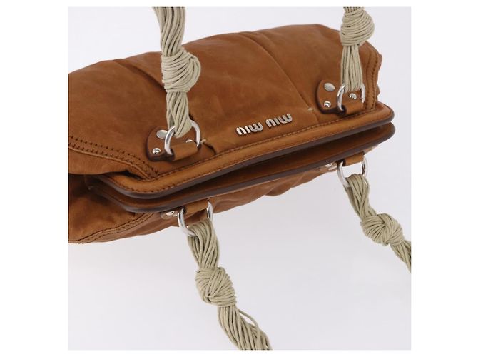 Borsa a mano Miu Miu in pelle marrone argento Auth 198523A - vista 7
