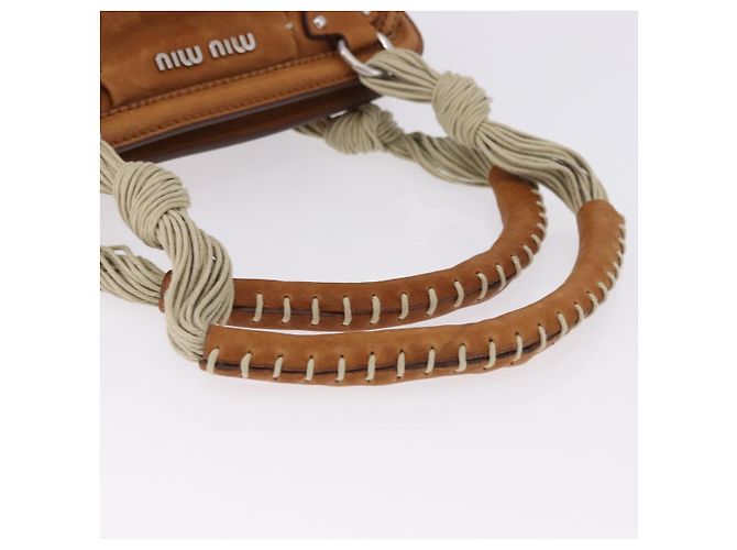 Borsa a mano Miu Miu in pelle marrone argento Auth 198523A - vista 8