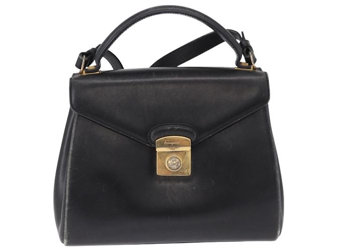 Borsa Salvatore Ferragamo in pelle 2way nera tono oro Auth 198519 Nero - vista 2
