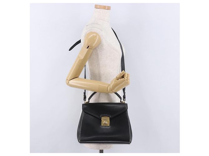 Borsa Salvatore Ferragamo in pelle 2way nera tono oro Auth 198519 Nero - vista 27